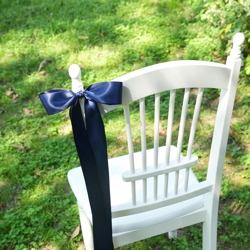DINDOSAL Navy Blue Ribbon 2 Inch Double Face Satin Ribbon Thick Ribbon for Gift Wrapping Wedding Decor Bridal Bouquet Party Decorations DIY Crafts Diaper Cake Christmas Tree - 25Yards - Image 3